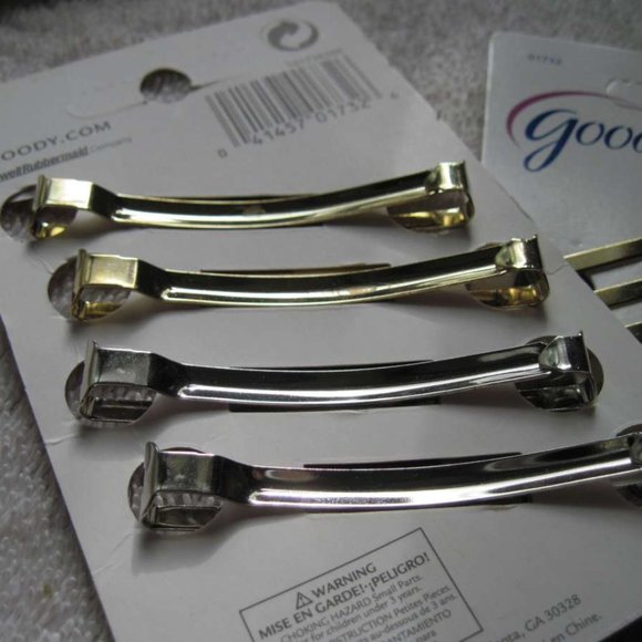 4 Goody Gold Silver Lexy Stay Tight Double Bar Metal Hair Barrettes Flat Secure - Picture 13 of 16